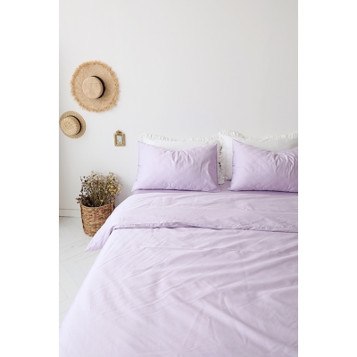 【蜗牛塔】香芋紫浅紫色纯色60支纯棉贡缎床品套件三/四件套