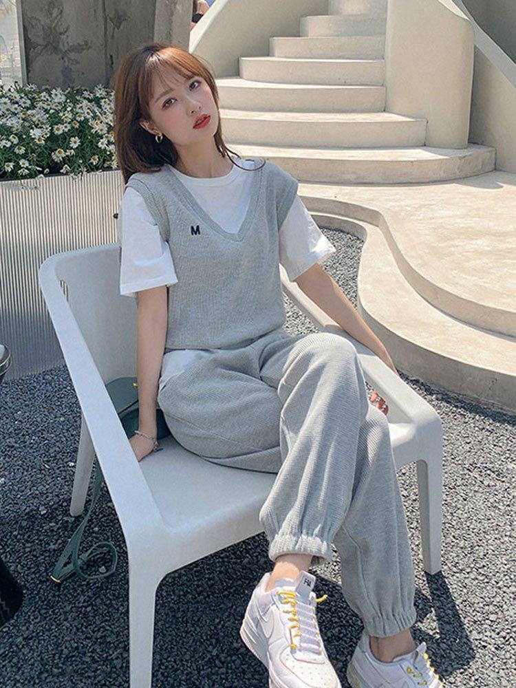 运动套装女夏2021年新款休闲装三件套