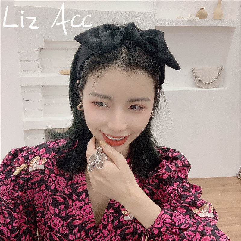 韩国黑色简约百搭双层蝴蝶结发箍性感气质高冷头箍东大门发卡女