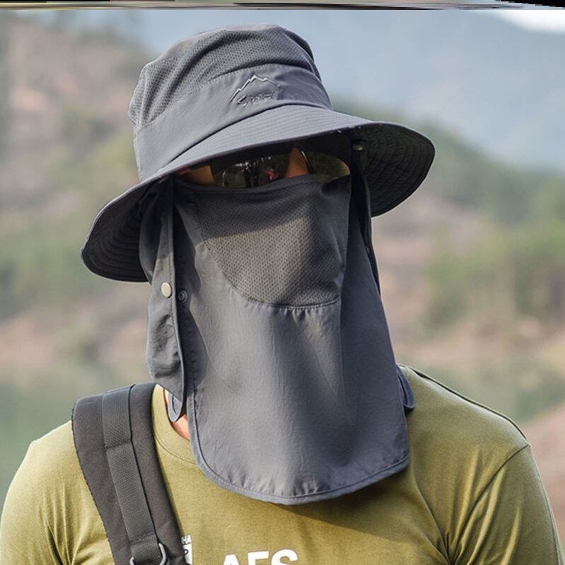 夏天垂钓透气专用钓鱼帽子防紫外线防护面罩干活防晒帽农活农村
