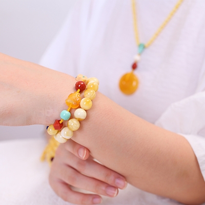 天s然蜜蜡原石吊坠水滴平安扣无事牌项链女毛衣链108颗佛珠直播.