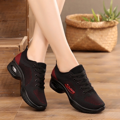 杨丽萍舞蹈鞋女软底中跟运动鞋春秋广场舞鞋四季黑色广场舞跳舞鞋