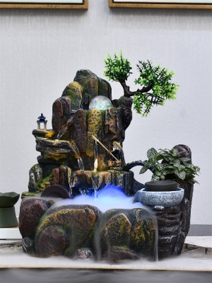 水车风水轮流水盆景图片