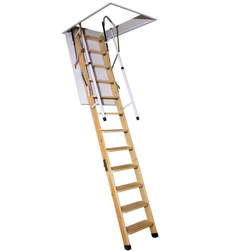 实木折叠伸缩梯简易助力款带扶手阁楼楼梯隐形家用伸缩梯折叠楼梯