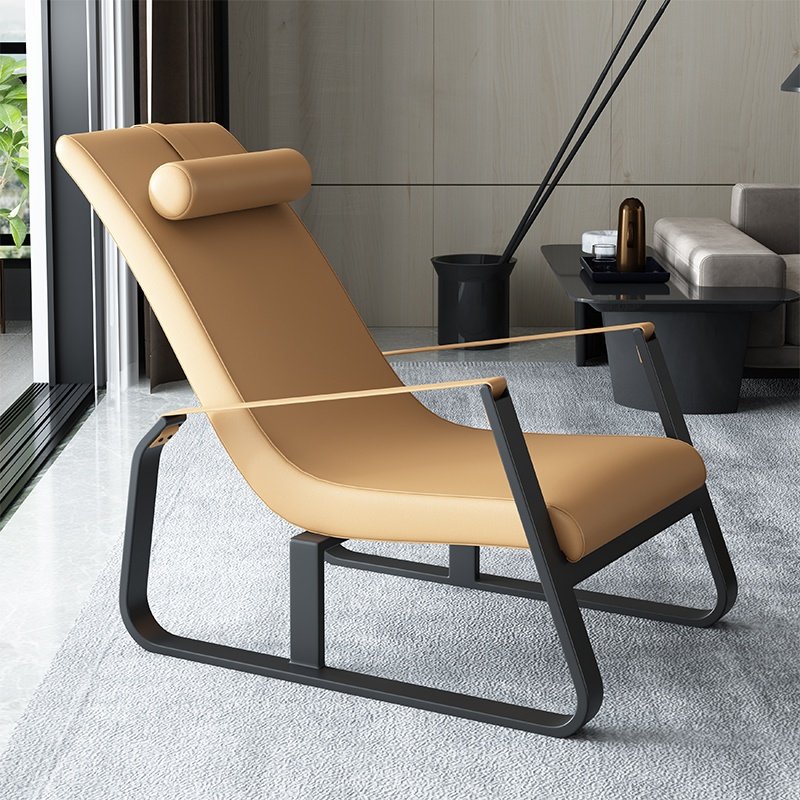 意式极简椅子单人沙发椅简约现代休闲椅躺椅北欧懒人科技布高背椅
