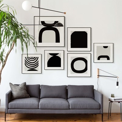 现代极简黑白装饰画客厅沙发背景墙壁画卧室书房床头创意组合挂画