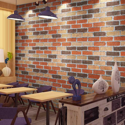 砖墙3d壁纸烧烤店墙壁装饰古风贴d红砖墙纸d粘复古砖纹立体饭店.