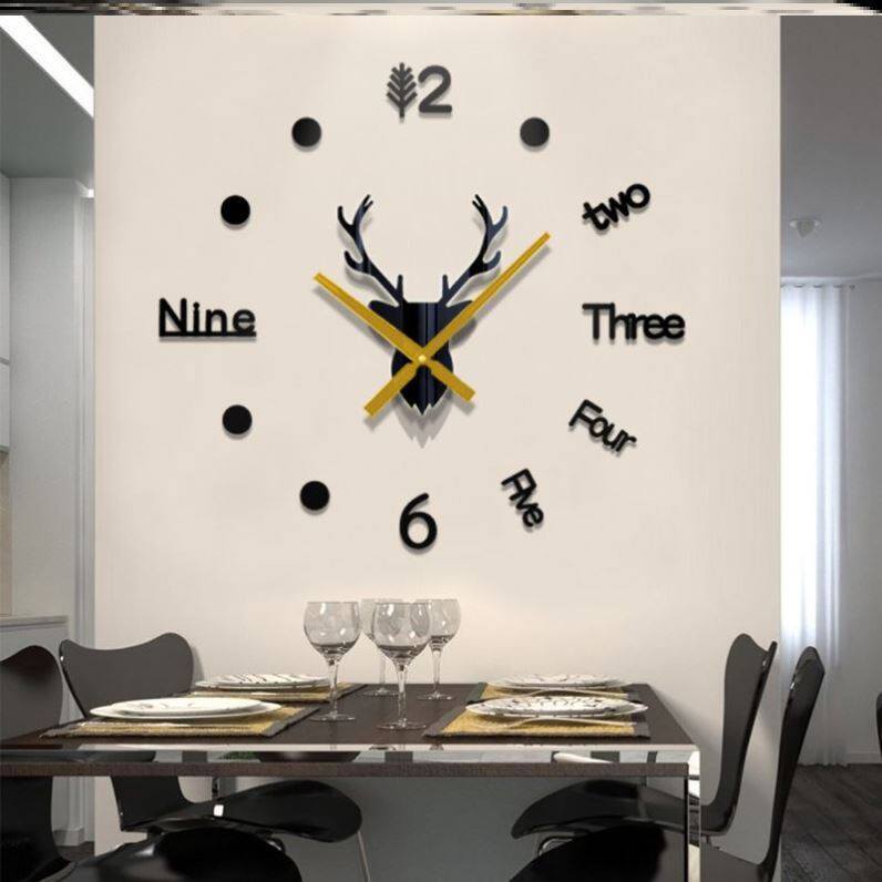 家用客厅挂钟墙壁装饰画卧室静音钟表创意时尚免打孔墙贴纸自粘钟