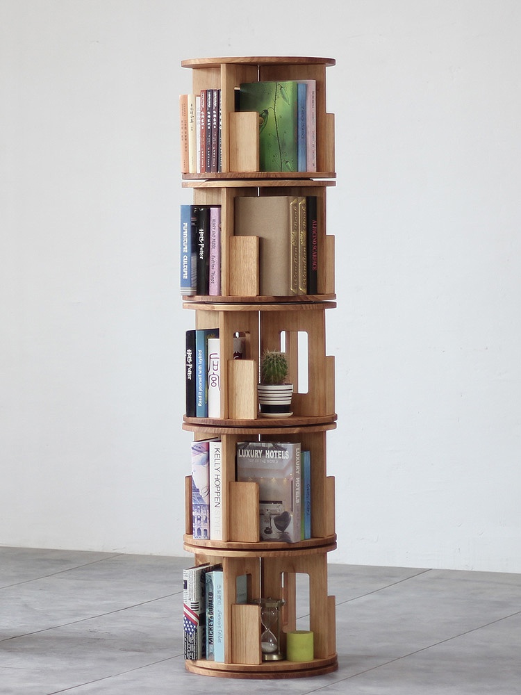 全实木旋转书架客厅小书柜收纳书橱儿童绘本创意转角落地置物书架