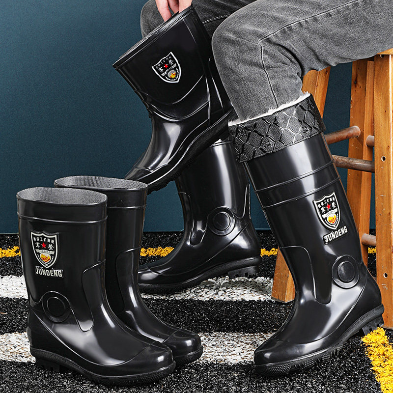 军工雨鞋男中筒防水胶鞋男士工地水鞋夏季水靴防滑耐磨中高筒雨靴