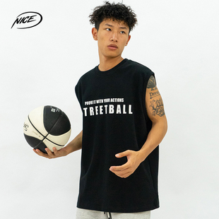 NICEID 耐撕streetball坎肩背心 纯棉透气宽松无袖衫运动健身男女