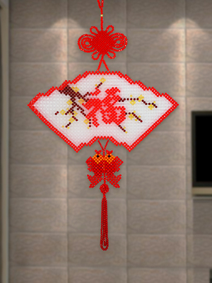 手工串珠福字挂件材料包diy编织中国结扇子工艺饰品客厅制作珠子