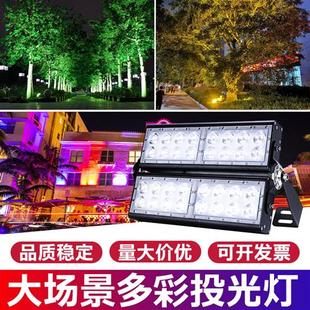 LED彩色投光灯户外防水自动变色七彩RGB园林庭院景观绿化照树灯