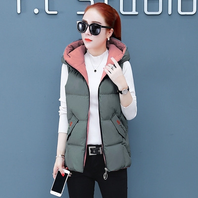 冬天新款棉马甲棉背心女土韩版百搭双面穿棉坎肩棉马夹外套棉服潮