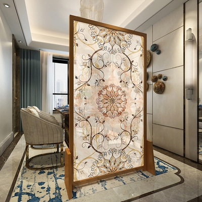 欧式美式屏风隔断客厅进门时尚简约酒店玄关卧室书房实木座屏半透