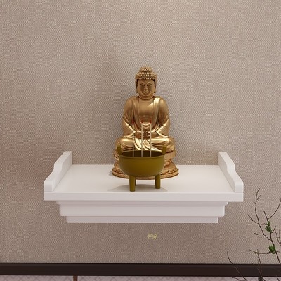 实木观音供台壁挂式佛龛财神台关公供奉台家用吊柜小供桌佛台定制