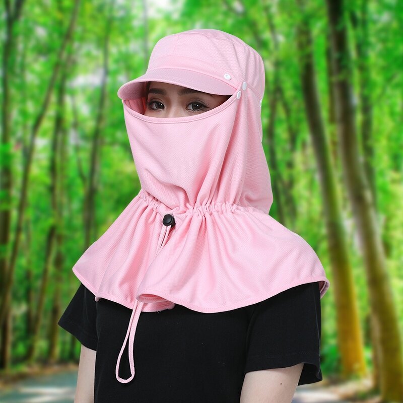 头盔防晒面罩夏天头套帽子女太阳帽遮阳帽户外防风百搭遮脸护脖