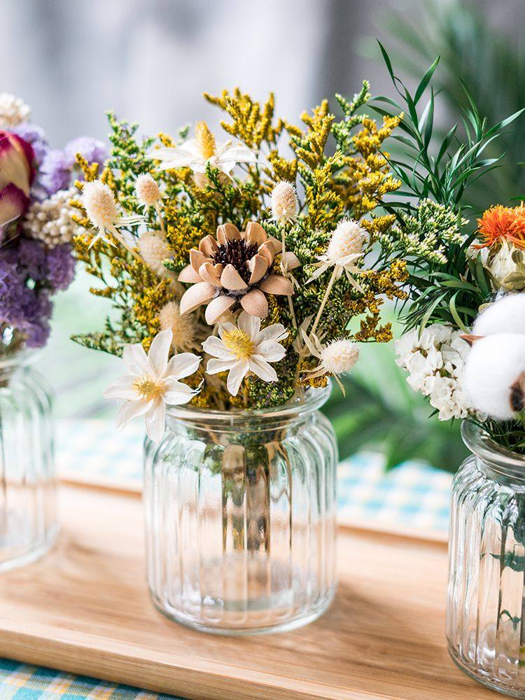 干花迷你花束玫瑰满天星ins北欧风家居桌面宿舍摆件装饰摆设