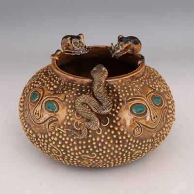 嘉庆年制 望子成龙 蛇鼠罐 钱罐 古董瓷器古玩摆件古瓷器老件收