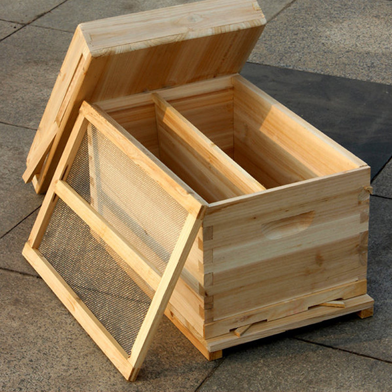 热销中蜂蜂箱煮蜡杉木蜜蜂箱防水平箱隔板浸蜡高箱标准10框土蜂箱