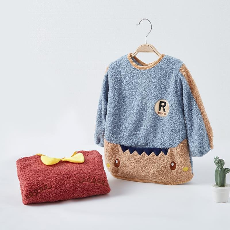 女宝宝罩衣冬季加棉加厚韩版小孩防脏夹棉罩衫婴儿童纯棉反穿护衣