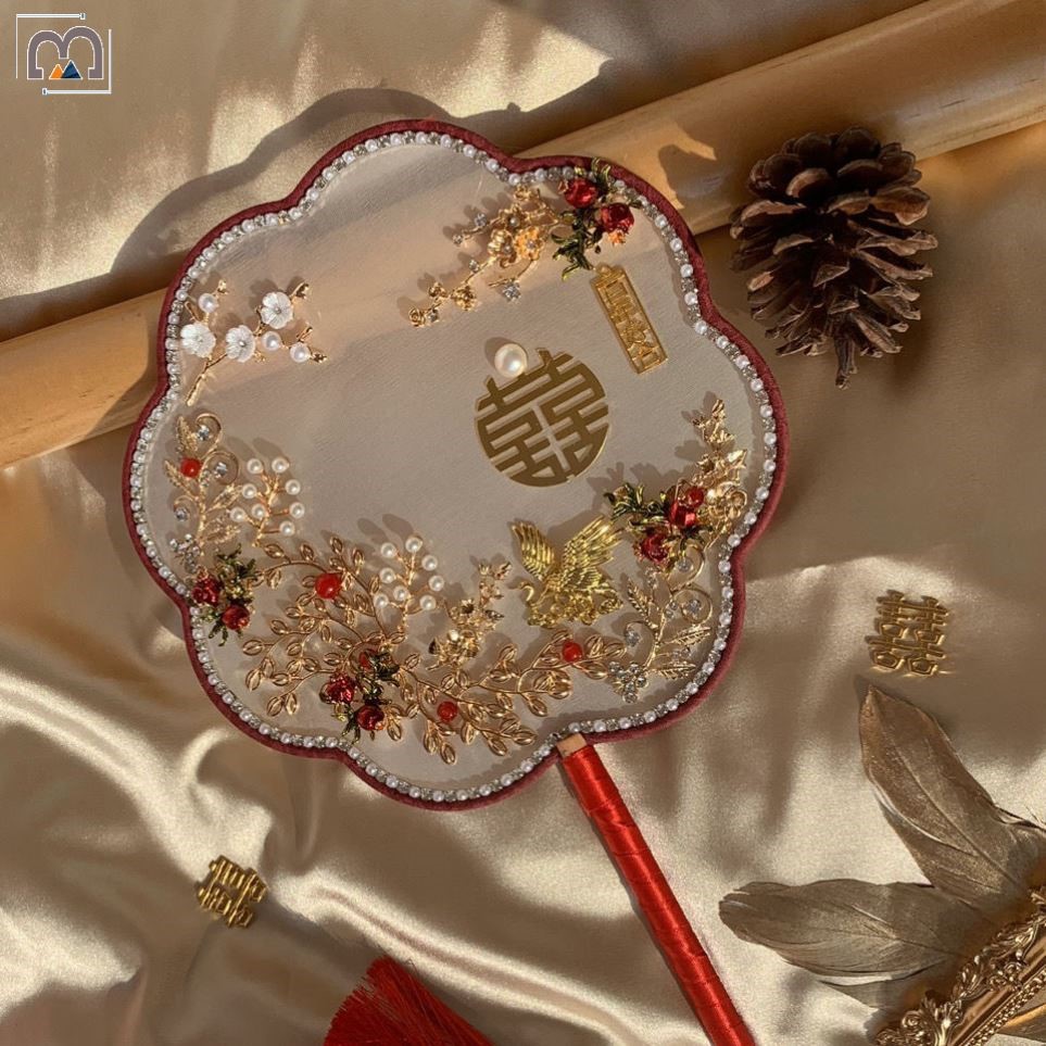 手工扇子秀禾扇子diy材料团扇喜扇婚礼团扇包结婚中式手捧花古风