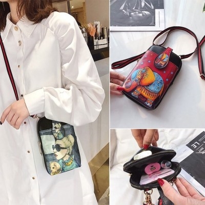 杂物包携带随身斜挎包手机挂包女挂脖胸前复古风包包便携成人竖放