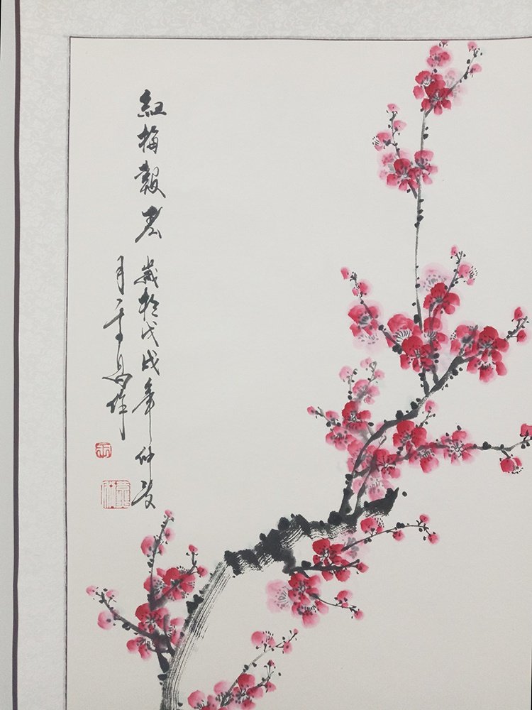 国画梅花字画书画手绘真迹客厅装饰画写意花鸟卷轴木框装裱水墨画