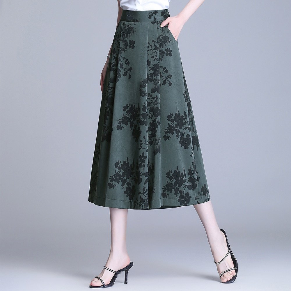 香云纱裙裤妈妈裤子女夏季高腰甩裤花色垂感真丝桑蚕丝阔腿七分裤