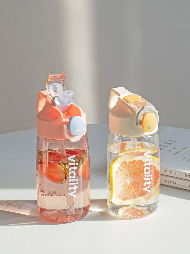 好看的杯子网红款小众设计日系好看日式有吸管的便携防漏塑料水杯