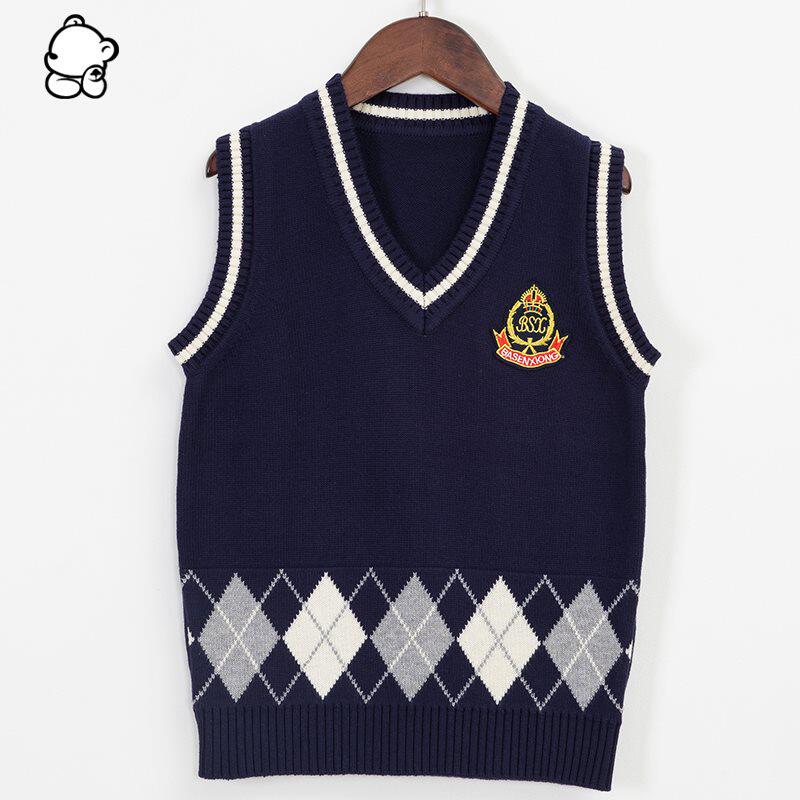 男童针织马甲纯棉套头毛衣春秋薄款儿童毛线背心中大男孩学生坎肩