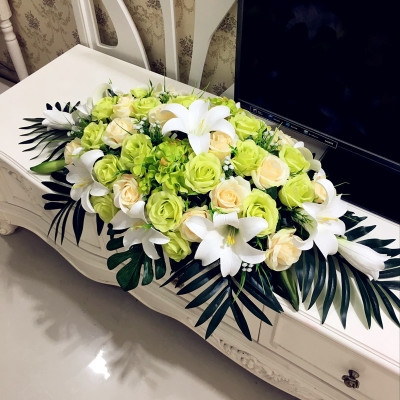 仿真台花塑料假花办公室讲台接待酒店长形餐桌会议桌摆花布置装饰