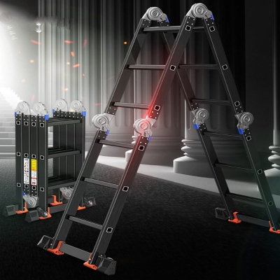 4米伸缩梯伸缩登高防滑爬梯拉直便携人子梯5米加厚升降铝管