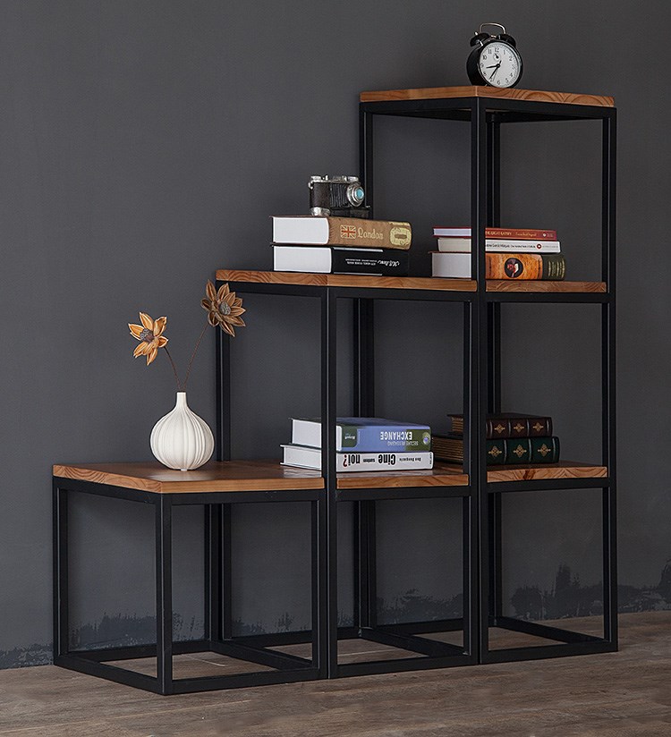 储物架层架实木铁艺图片