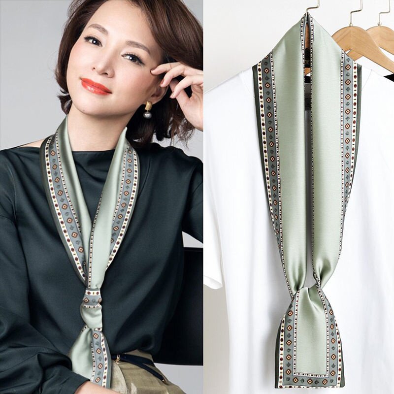 气质丝巾夏季搭配t恤小长条方巾女领巾细窄时尚围巾装饰百搭长款