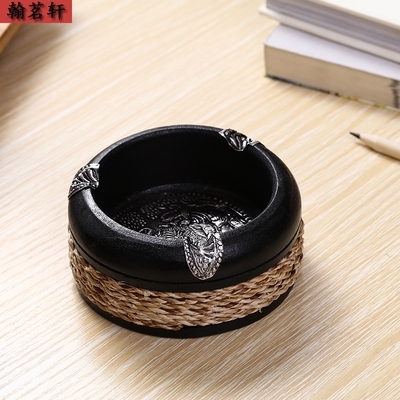 手工雕刻做旧木头烟缸复古创意个性酒吧茶室木质实木烟灰缸