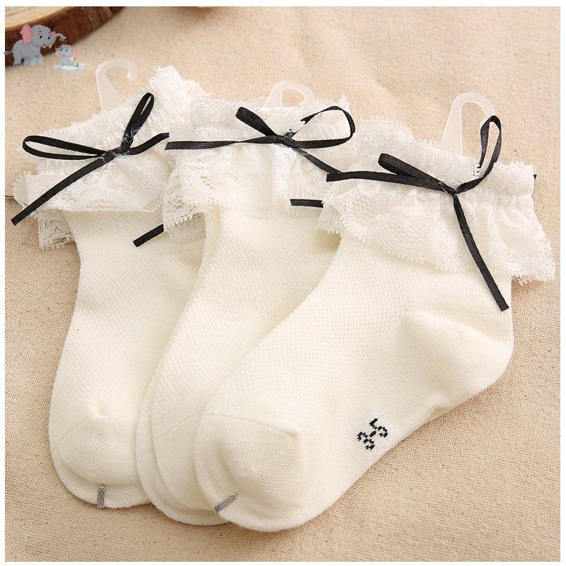 宝宝袜子夏季薄款女童花边蕾丝儿童拉丁舞蹈婴儿女白色短袜公主袜