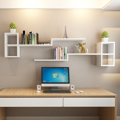 客厅墙面装饰书架墙上置物架卧室床头隔板壁挂式简易收纳创意格子