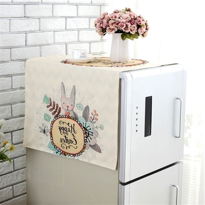 尘罩双开门冰箱装饰罩布艺冰箱套子冰箱罩冰箱巾卡通动z物电冰箱