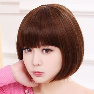 假发女短发帅气bobo头逼真波波头假发短直发齐斜刘海时尚修脸发套