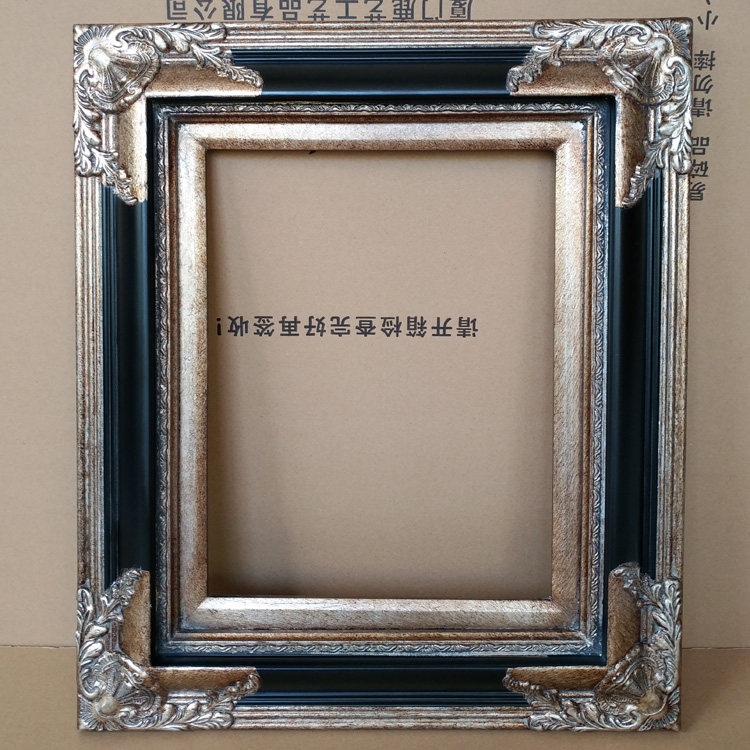 欧式实木油画框婚纱照相框黑色银色复古画框宽度103cm厚度52cm