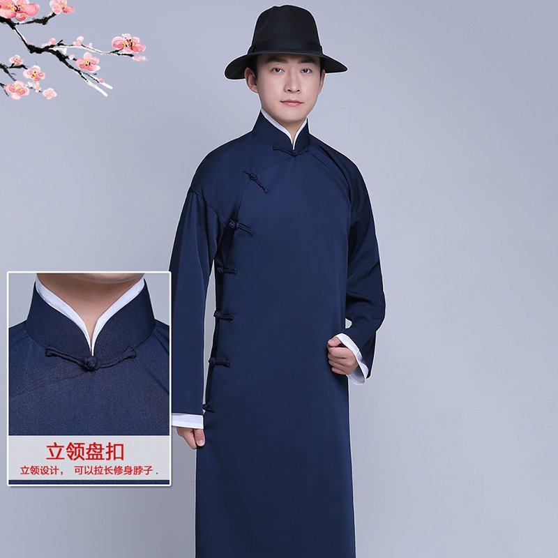 衫式大褂日年声社秦服男霄德加肥中大袍码相国y青女本长民云贤长