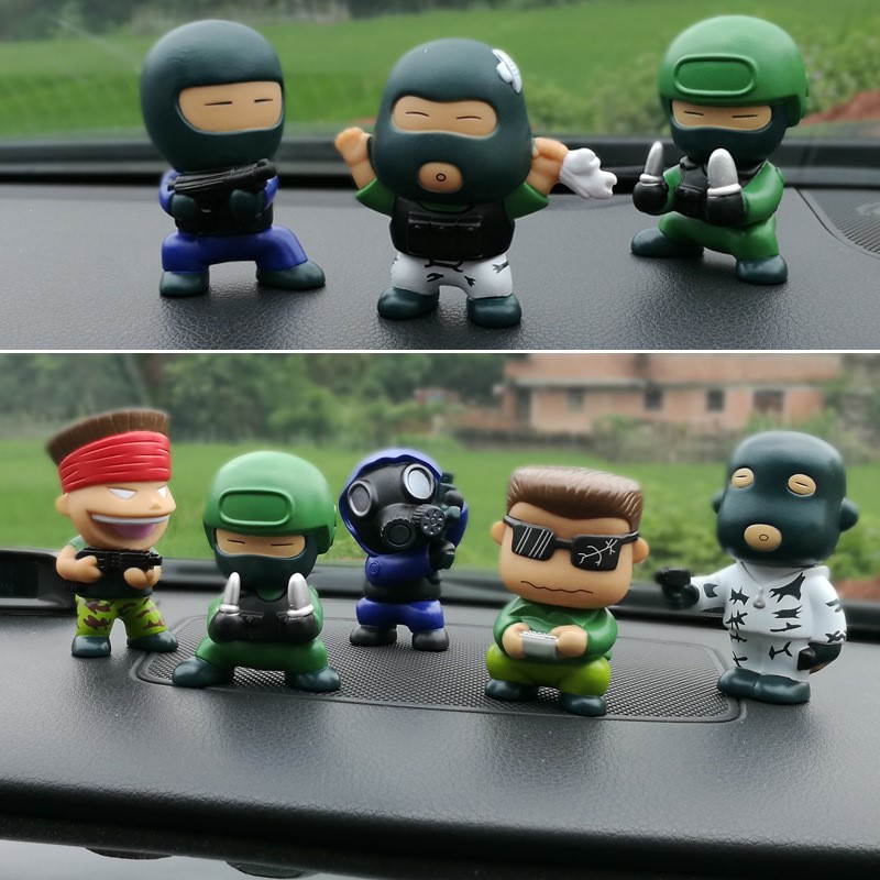 q版cs反恐精英兵人吃鸡公仔汽车摆件玩偶手办人偶卡通车内饰用品