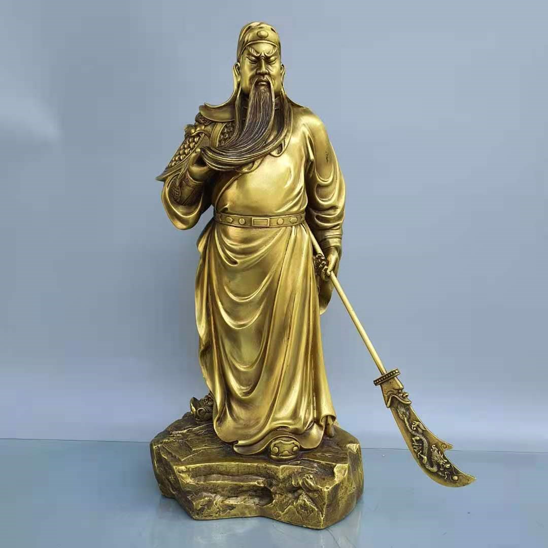 纯铜关公佛像摆件武财神关羽关二爷铜像招财家居店铺供奉神像大号