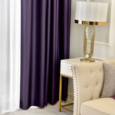 紫色窗帘布加厚图片