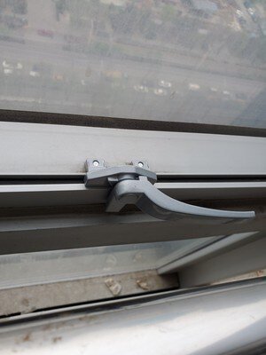 加厚老式铝合金窗户执手38彩铝推窗拉手锁内外平开门窗七字把手扣