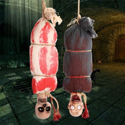 万圣n节恐怖大吊鬼电动爬鬼声控骷e髅鬼屋密室场景布置南瓜灯道具