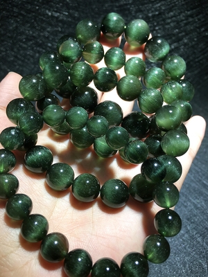 天然绿发晶手链幽灵水晶聚宝盆猫眼顺发手串一物u一图男女考试