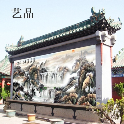 瓷砖背景墙客厅迎客松图片