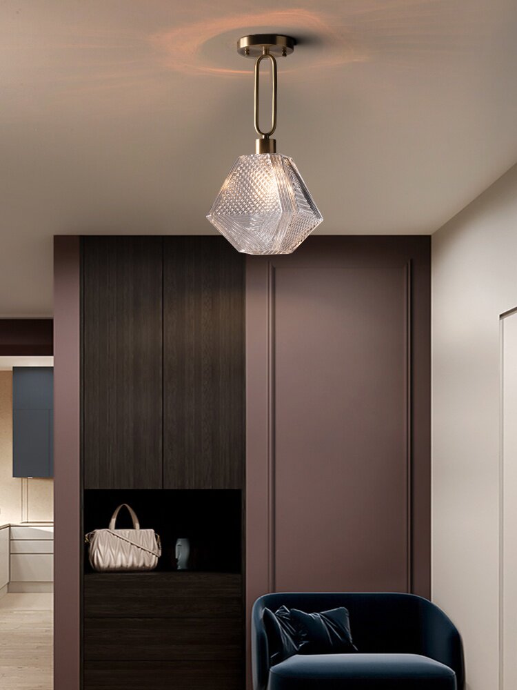 全铜玄关入户过道吊灯后现代意式极简意大利简约小空间吸顶灯